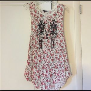 Floral loose tank skeletons amour long
